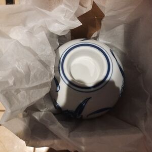 Authentic Bombay & CO Blue White Large Ceramic Votive Cup Candle Holder Floral